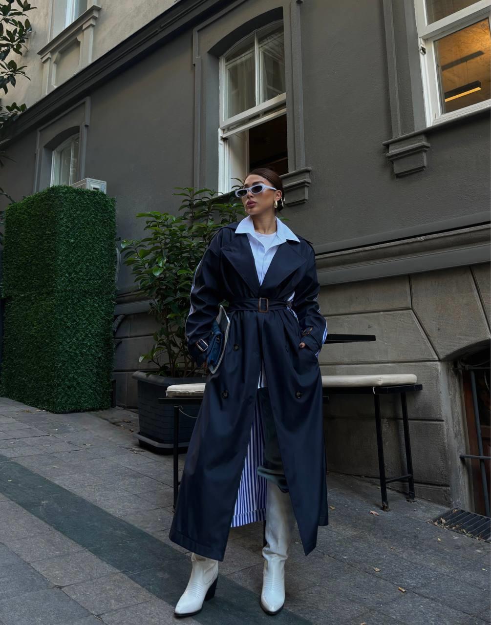 STRIPE TRENCHCOAT (NAVY)